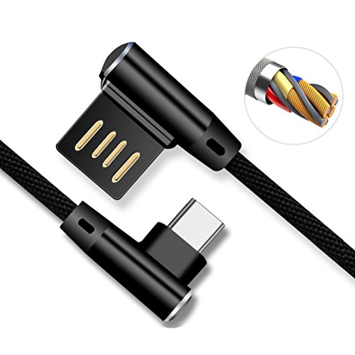 SOCINY No Positivo y Negativo Doble 90 Grados Tipo C a USB 3.0 Línea Tauromaco Cable-USB C Cable de Carga Rápido 0.2M para Huawei P20/P20 Lite/P20 Pro(0.2M)