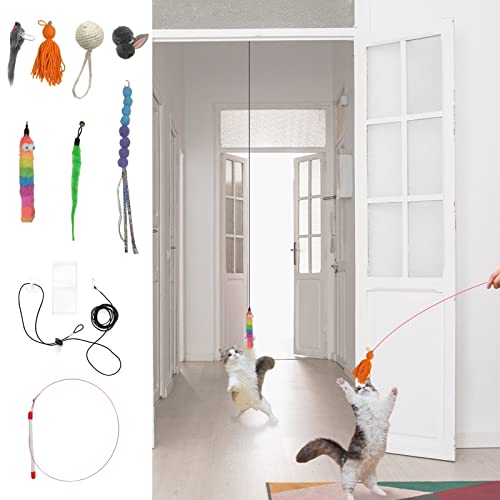 JUNSPOW Hängende Tür Katzenspielzeug Set 【9 Stück】, Katzenangel für Katze mit interaktiven Katzenspielzeug Selbstbeschäftigung, Intelligenz Maus Spielzeug für Katzen Cover