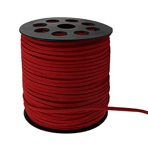 3mm x100 Yards Red Suede Cord Suede Lace Faux Leather Cord with Roll Spool for Bracelet Necklace Beading DIY Handmade Crafts