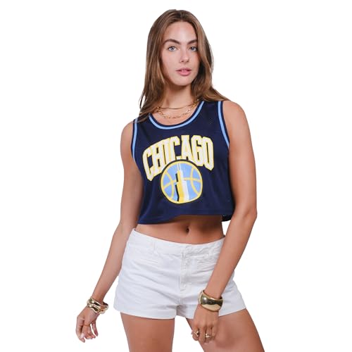 Ultra Game WNBA Official Womens Crop Top Pre-Game Tank Top Chicago Sky Team Color Small
