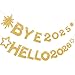 Adecortalk Bye 2025 Hello 2026 Banner Happy New Year Banner Happy New Year Decorations Sparkling Gold Banners for New Year‘s Eve Christmas Holiday Party Decorations Supplies 2026