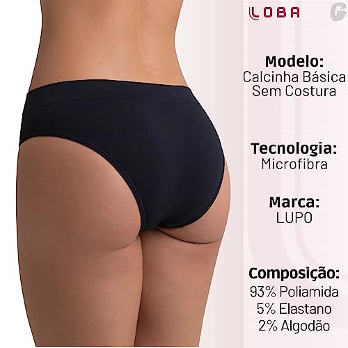 Kit 05 Calcinhas Lupo Sem Costura Clássica Microfibra Feminino Adulto | 3 Rosa Queimado - 2 Preto |