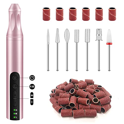 Anrui Cordless Nail Drill, Electric Nail Drill For Acrylic Gel Nails, Professional Electric Manicure & Pedicure Set, Nail Drill Machine With Metal & Ceramic Drill Bits - Rosegold #TOP6