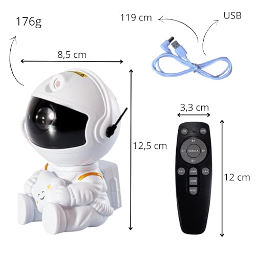 Projetor de Luz Galáxia Astronauta Céu Estrelado com Controle Remoto Portátil Decorativa Quarto Infa