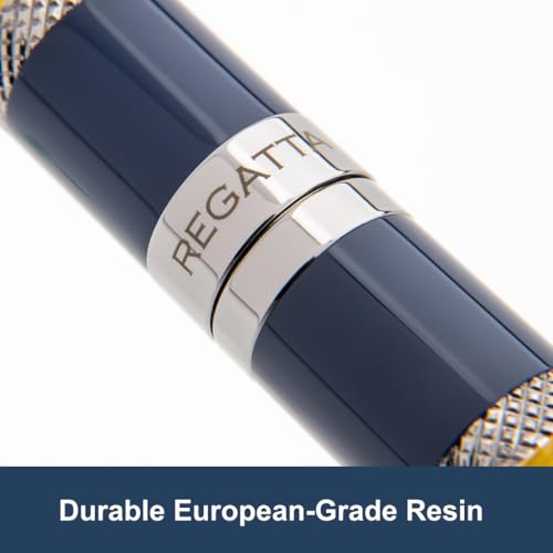 Monteverde USA Regatta Sport Fountain Pen in Blue/Yellow and Carbon Fiber - Fine Nib, Refillable Luxury Pen with Gunmeta - Additional View