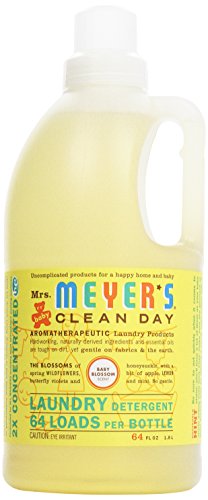MRS. MEYER'S CLEAN DAY Baby Laundry Detergent Liquid, Infused with Essential Oils, Baby Blossom, 64oz (64 Loads)