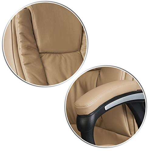 Chaise de bureau pivotante Porto similicuir beige fauteuil de travail réglable - 7