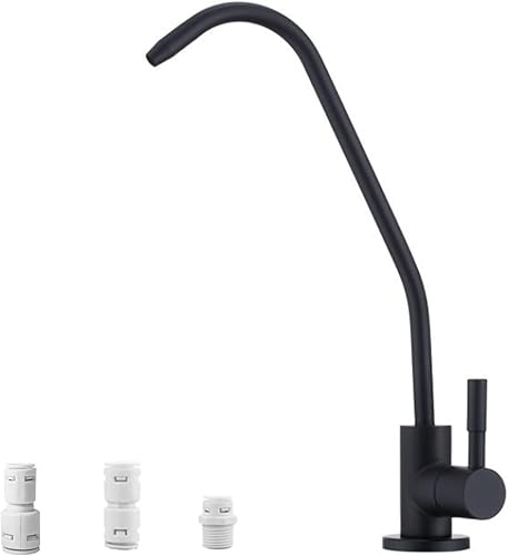 Grifo de agua potable, filtro de agua de cocina SUS 304 que se adapta a la mayoría de sistemas de ósmosis inversa con cartucho de cerámica negro,