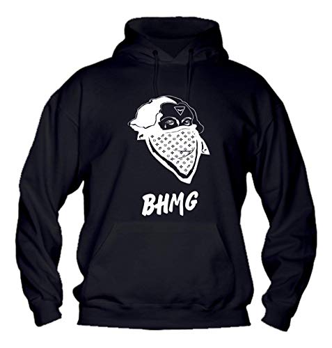  Felpa Uomo con Cappuccio Basic Top qualità Top vestibilità - BH.MG - Divertente Humor Made in Italy (Nero, S)