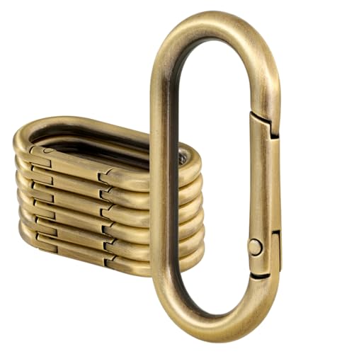 10Pcs Metal Spring Oval Rings Round Carabiner Key Ring Clip for Keychain Buckle, Purse Hardware, DIY Crafts (Brass, 1.57 inch)