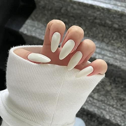 JUSTOTRY 24 Pcs Almond Short False Nails Moon,Nude French Press on Nails Pattern,Stars Fake Nails Short with Nail Glue,Oval Medium Stick on Nails for Women,Nails Fake Nail for Nails Art