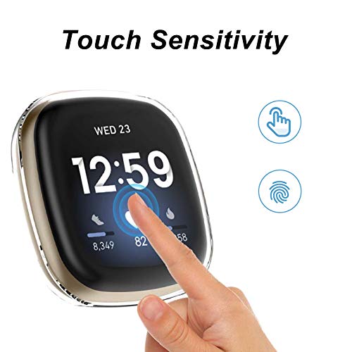 [1-Pack] Aladrs Screen Protector Case For Fitbit Sense/Versa 3 Watch, Full Protective Hd Ultra-Thin Cover Compatible For Fitbit Versa 3 / Sense Smartwatch Bumper Case, Rose Gold #TOP6