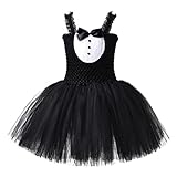 iiniim Toddler Girls Tuxedo Style Tutu Dress for Birthday Pageant Party Ringmistress Magic Show Black 3-4 Years