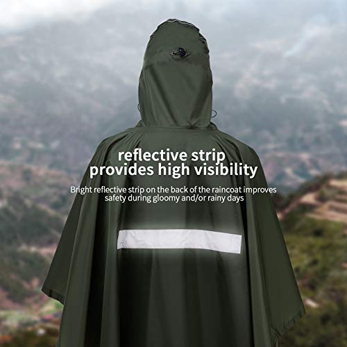 Ahsado Regenponcho, 3-in-1 Multifunktionales Regencape zum Camping Wandern für Erwachsene, Männer/Frauen