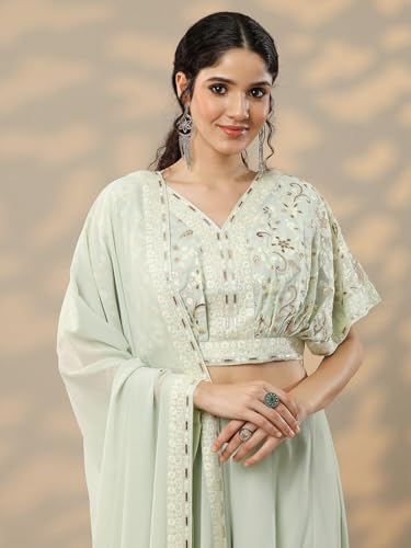 Image of Libas Art Womens Embroidered Georgette Co ord Set for Women | daily wear | casual wear | office wear