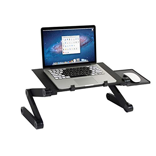 Preisvergleich Produktbild SogesHome Tragbarer Laptop-Tisch mit abnehmbarem Mauspad, seitliche Halterung, Verstellbarer Laptop-Ständer, Notebook-Tablett, Bettablett, Stand-Up / Sitz-Schreibtisch, NSD-JHYL-801