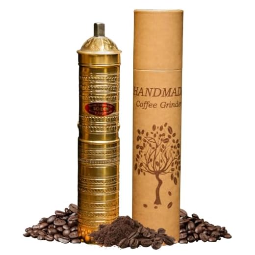 9" Handmade Hand Crafted Hammered Manual Brass Coffee Mill Grinder Sozen, Portable Steel Conical Burr Coffee Mill, Portable Hand Crank Coffee Grinder, Turkish Coffee Grinder, Sozen Coffee Grinder