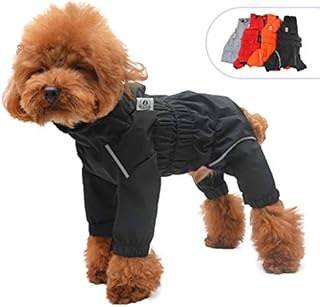 Dogs Waterproof Jacket, Lightweight Waterproof Jacket Reflective Safety Dog Raincoat Windproof Snow-proof Dog Vest for Small Medium Large Dogs Black XS
