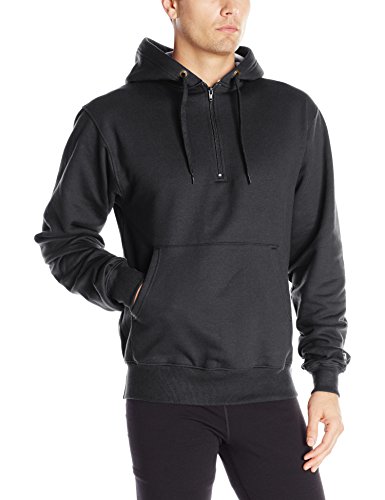 Champion Men's Heavy Weight Quarter Zip Fleece Hoodie, Black, Large