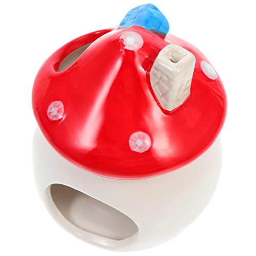 VICASKY Mushroom Shaped Ceramic Hamster House Cozy Hideout for Hedgehogs Rats and Guinea Pigs Durable Pet Cooling Hut Sleeping Space for Animals