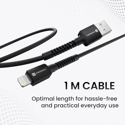 Portronics Konnect X USB to Lightning Cable, Black - Image 7