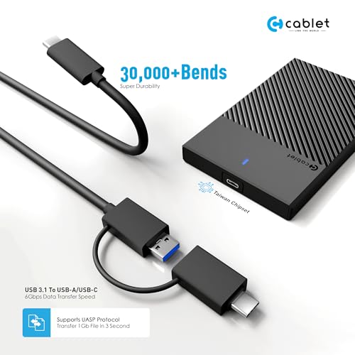 Image of Cablet 2.5 Inch SATA Type C 3.1 HDD /SSD 6GBPS Speed Portable External Enclosure, 7mm and 9.5mm, Tool-Free Design, Supports UASP Max 6TB (Type C)