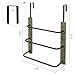 MyGift Over The Door Towel Rack for Bathroom, Vintage Gray Weathered Solid Wood 3 Tier Matte Black Metal Bars, Space Saving Hand Towel Holder, Over Shower Door Towel Drying Rack for Bath Towels