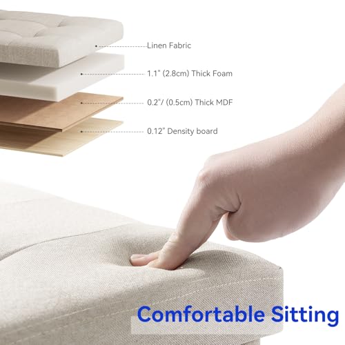 Image of BRIAN & DANY 30 Inches Folding Storage Ottoman Bench, Ottoman with Storage Bench for Bedroom, Living Room, Entryway, Foot Rest with Legs, Beige