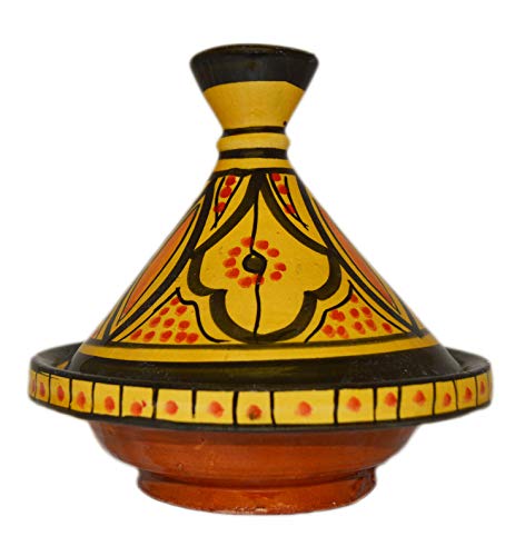 Moroccan Handmade Serving Tagine Exquisite Ceramic Vivid colors Original 6 Inches in Diameter