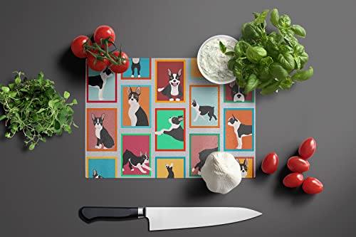 Tabla de Cortar Decorativa de Vidrio Templado con Diseño de Boston Terrier, Grande, para Preparación de Alimentos y Servir, Rectangular miniatura 3