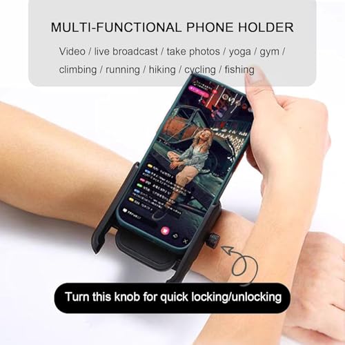 Image of Adjustable Rotating Phone Wrist Armband, 360 Detachable Mobile Holder Strap for Running, Hiking Cycling, Driving, Gym, Workout, Universal Fit for iPhone & Android Smartphones, Hands-Free Sports Band