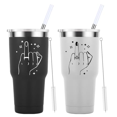 Mamihlap Ring-Finger-Reisebecher, 850 ml, Verlobungsgeschenk, Hochzeitsgeschenk für Paare, Brautparty, Hochzeitsgeschenk für Brautpaare, Brautparty, Hochzeitsbecher für Brautpaare, Braut und