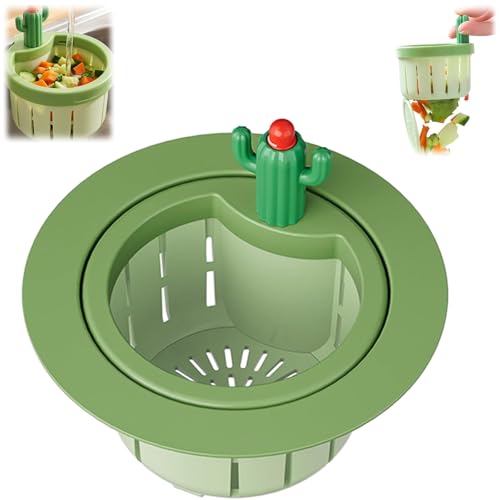 Cactus Kitchen Sink Drain Strainer 2026 Upgrade Press to Dump Basket Waste Collector Multifunctional Kitchen Sink Drain Strainer Fun Sink Accessory for Home Bathroom (Green 1 Pcs)