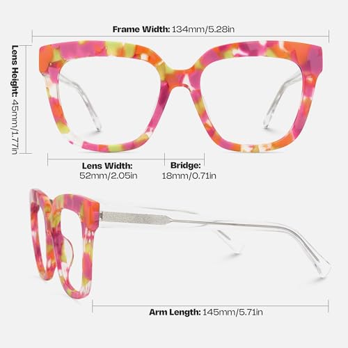 Image of Zeelool Glasses Frame for Women, Square Fashion Eyeglasses Eyewear Frame with Non-prescription Clear Lens & Spring Hinges ZJGA716969-08