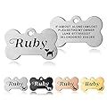 Dog Tag Personalised ID Tags for Dogs Cats Pets Tag Engraved Stainless Steel Funny Name Tag for Dog Cat Puppy Pet Kitty Custom Collar 4 Colours 2 Sizes S/L (Silver Bone)