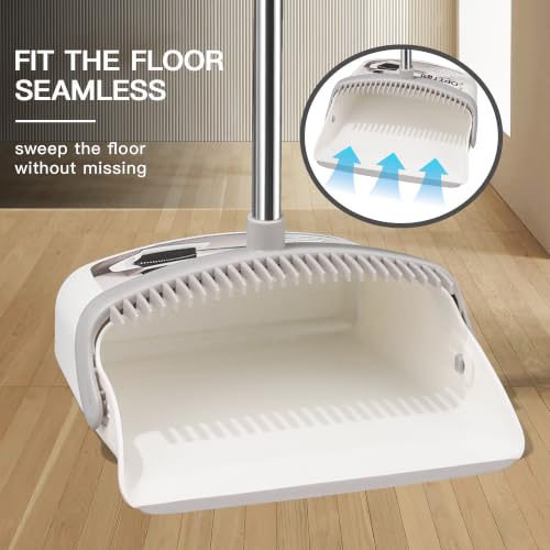 Image of Broom with Dustpan Combo Set, Hand Broom and Dustpan Set for Sweeping Indoor Angle Broom for Home Office Kitchen Lobby Floor Pet Hair Indoor&Outdoor Cleaning (2-Pack-White)