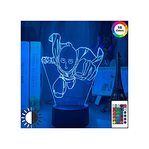 Veilleuse illusion 3D USB, One Punch Man Saitama Figure LED veilleuse pour décoration d'intérieur cadeau lumière avec lumière acrylique Illusion Cover