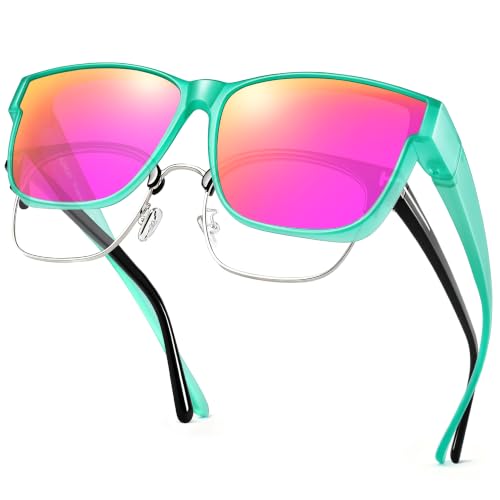 URUMQI Polarized Sunglasses Fit Over Glasses for Men Women Oversized Square Sun Glasses UV400 Protection