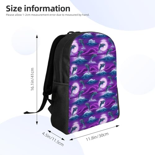 Durable Multipurpose Rucksack Backpack for Men and Women, Perfect for Hiking, Running, Camping (Moon Dolphins Under Purple Moonlight)4