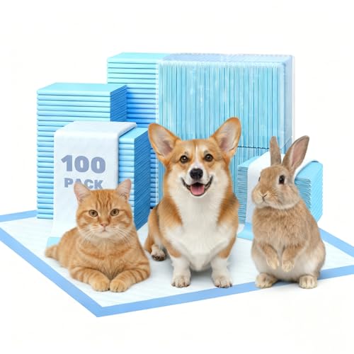 ScratchMe FluffyDream Trainingspads für Hunde und Welpen, 100-Stück 33X45cm Puppy Pads, Welpenunterlagen, Auslaufsicheres 5-Lagiges Design mit Schnell Trocknender Oberfläche, Extra Kleine Größe, Blau