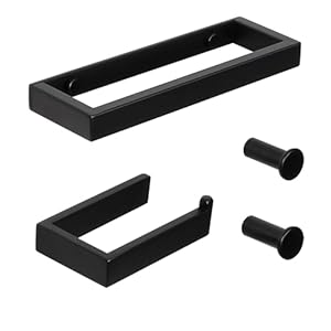 SAYAYO 4-Piece Black Bathroom Hardware Set, 8 Inch Towel Bar Hand Towel Holder, 6 Inch Toilet Paper Roll Holder Wall Mounted and 2Pcs Towel Hooks Coat Hooks, SUS304 Stainless Steel Bathroom Accessory