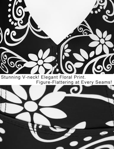 AONTUS Women's Tummy Control One Piece Swimsuits Sexy V Neck with UPF 50+ Sun Protection Retro Swimwear for Beach Pool4