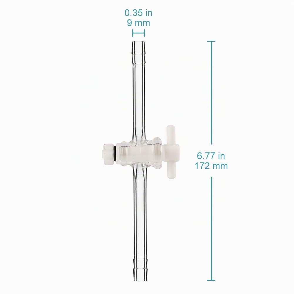 stonylab Adaptateur de Contrôle de Débit Sous Vide en Verre, Adaptateur de Décollage de Distillation Sous Vide de Verre Borosilicaté avec Robinet d’Arrêt en PTFE pour Fournitures de Laboratoire