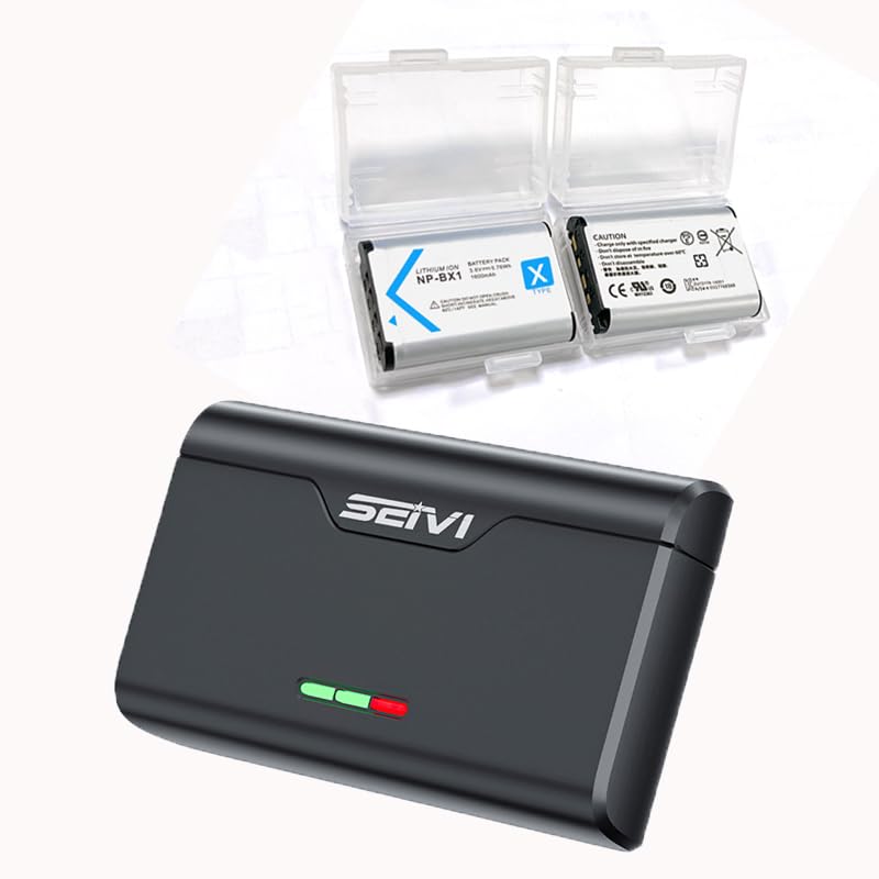 SEIV - Batería de repuesto para Sony NP-BX1 y cargador de 3 ranuras compatible con Sony NP-BX1/M8, ZV-1, ZV-1 II, ZV-1F, DSC-RX100 I/II/III/IV/VI/VII, DSC-RX1, HX90V, HX80