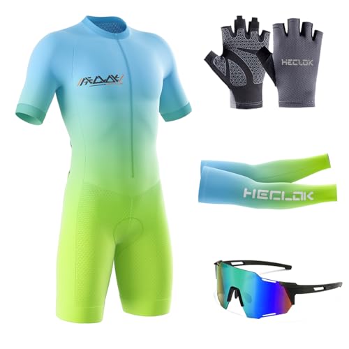 Triatlón Triatlón Triatlón de Manga Corta para Hombre，Traje de Natación para Bicicleta，Traje de Ciclismo Acolchado de una Pieza para，Ciclismo,Carrera,Natación (TYP 6,XXL)
