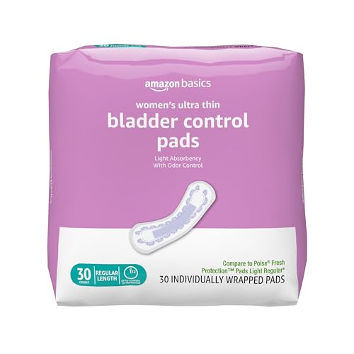 Amazon Basics Women's Incontinence Pads, Bladder Control & Postpartum, Light Absorbency, Unscented,...