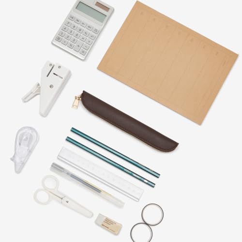 Image of Slim Pencil Case Skinny Pen Case Pen Pouch (FL Dark Brown)