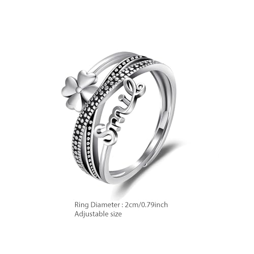 Women 4 Leaves Clover Adjustable Ring for Birthday Wedding2