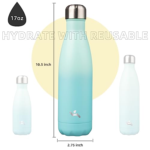 Image of Konokyo Insulated Water Bottles,17 oz Double Wall Stainless Steel Vacumm Metal Flask for Sports Travel,Mint