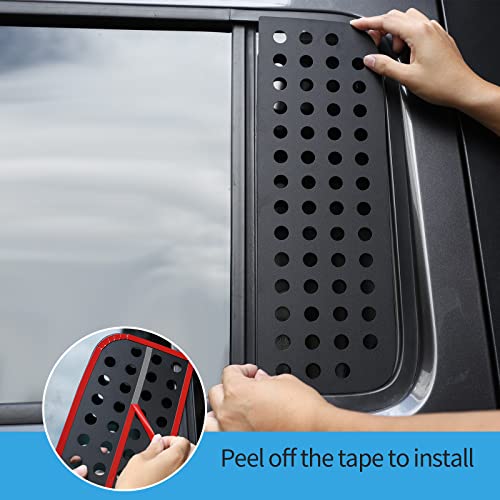 Hoolcar Rear Door Window Decals Aluminum Alloy Glass Panel Cover For 2018-2021 Jeep Wrangler Jl & Unlimited 4-Door, Jeep Gladiator Jt, Black #TOP4